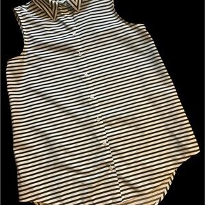 CHICO’S - Black/White Stripe Sleeveless Top - size “0”- 100% cotton NO IRON! EUC